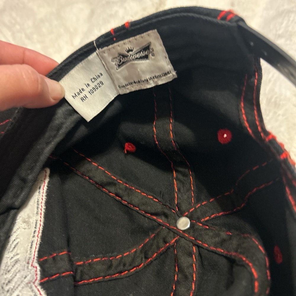 Budweiser Black Cap with Red Stitching - Picture 2 of 4